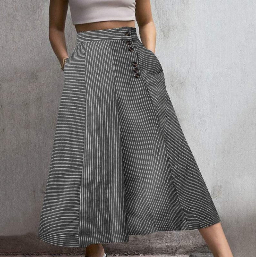 Gestreepte hoge taille wijde broek