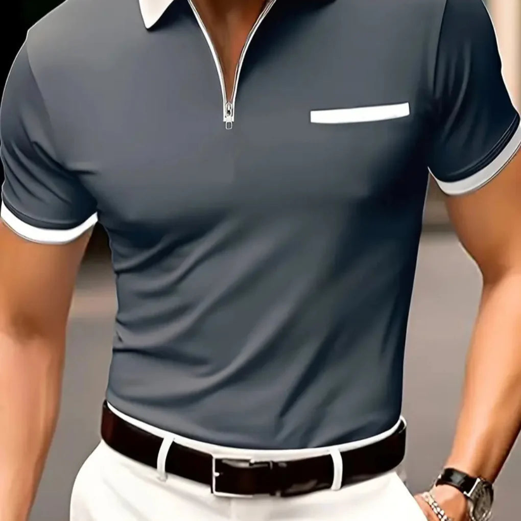 Ademend golfshirt voor heren met V-hals