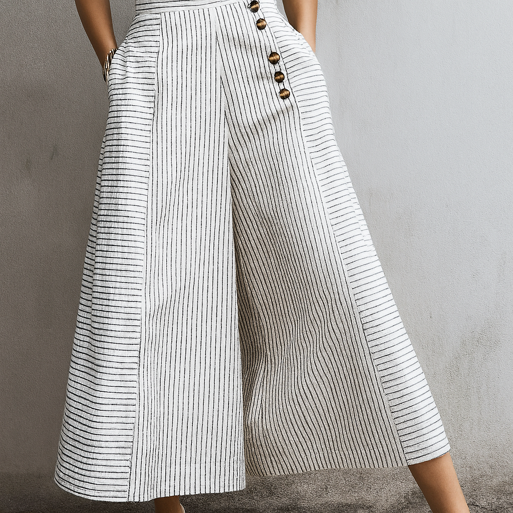 Broek met hoge taille en wijde pijpen