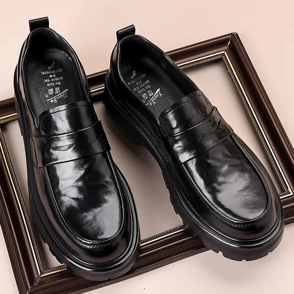 Heren leren Penny Strap Moc Toe Loafers
