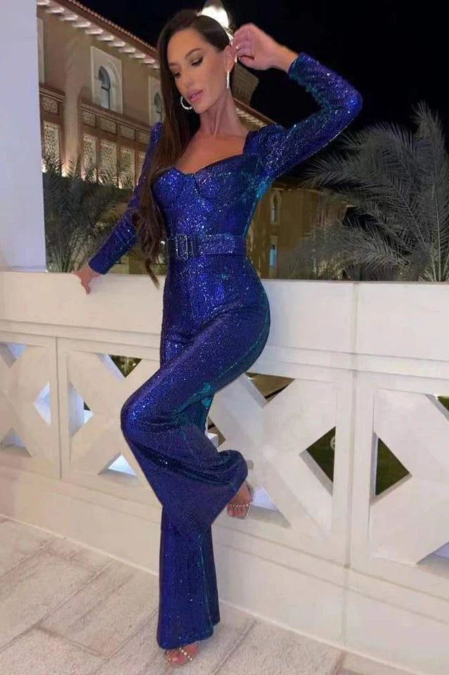 Pailletten Jumpsuit met Glamoureuze Uitstraling