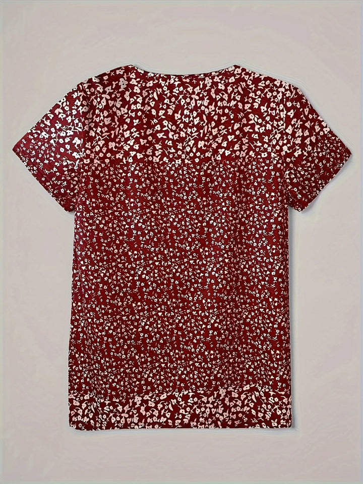 Alaia – Casual Zomertop met V-hals, Knoopsluiting en Korte Mouwen