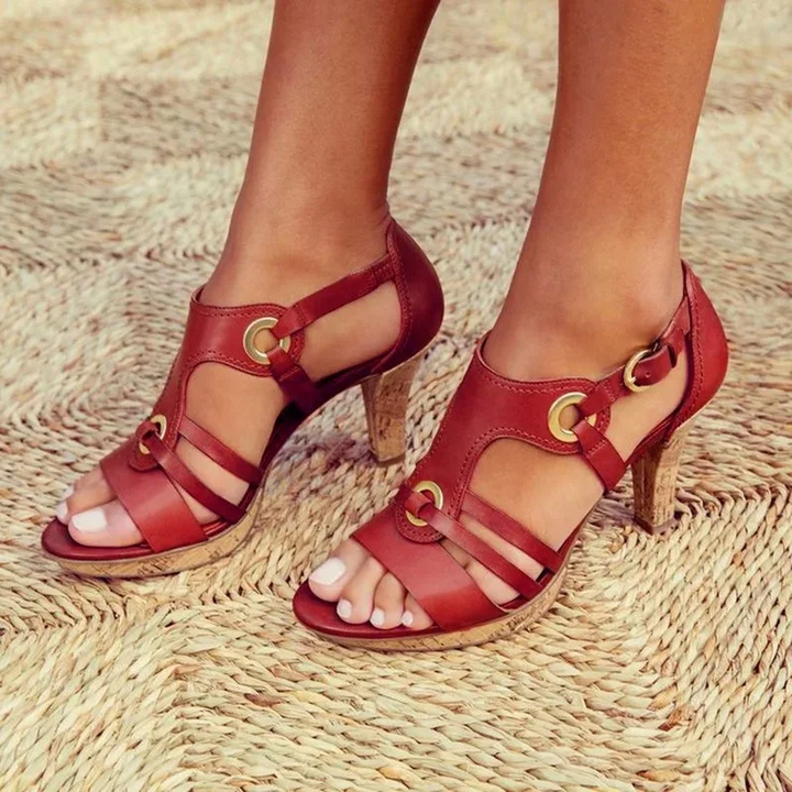 Handgeweven sandalen voor dames - met hoge hak