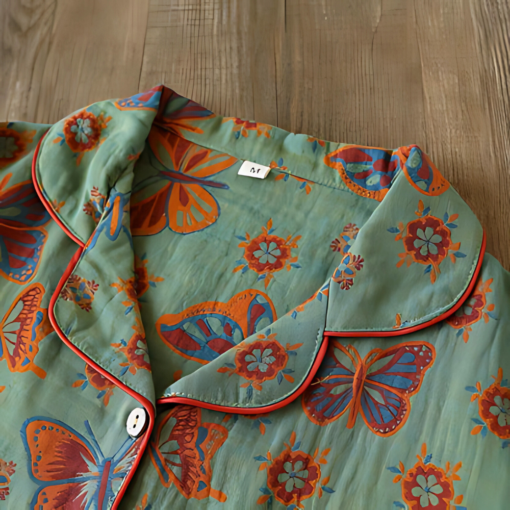 2-delige Katoenen Loungewear Set met Vlinderprint voor vrouwen
