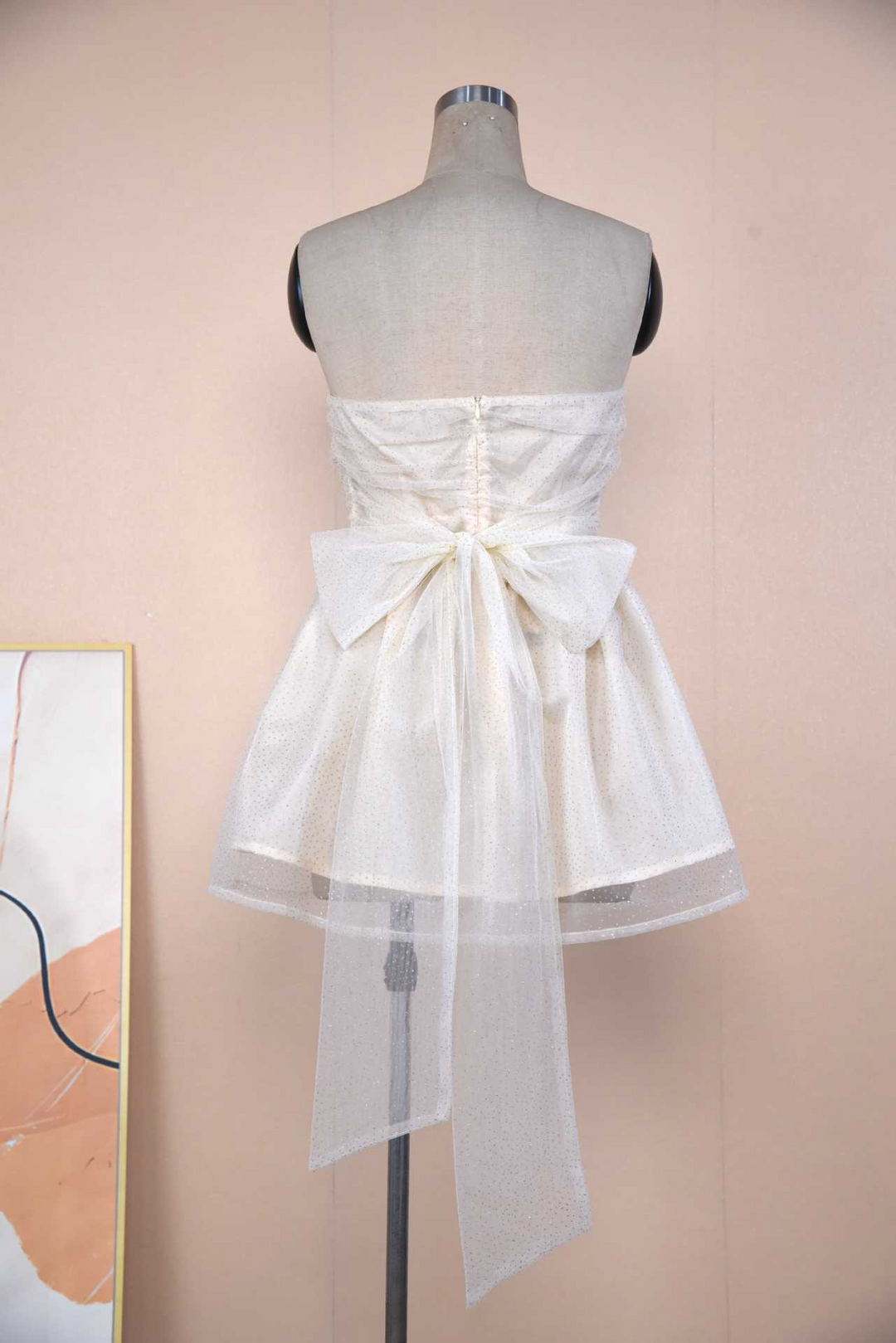 Tube Top Kanten Jurk met Strik op de Rug