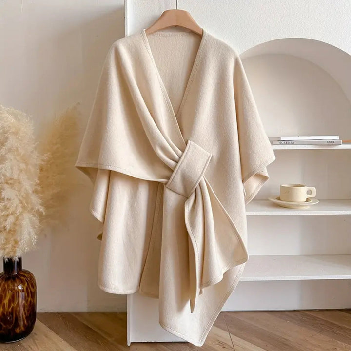 Luxe Winddichte Sjaal Jas met Elegante Drape