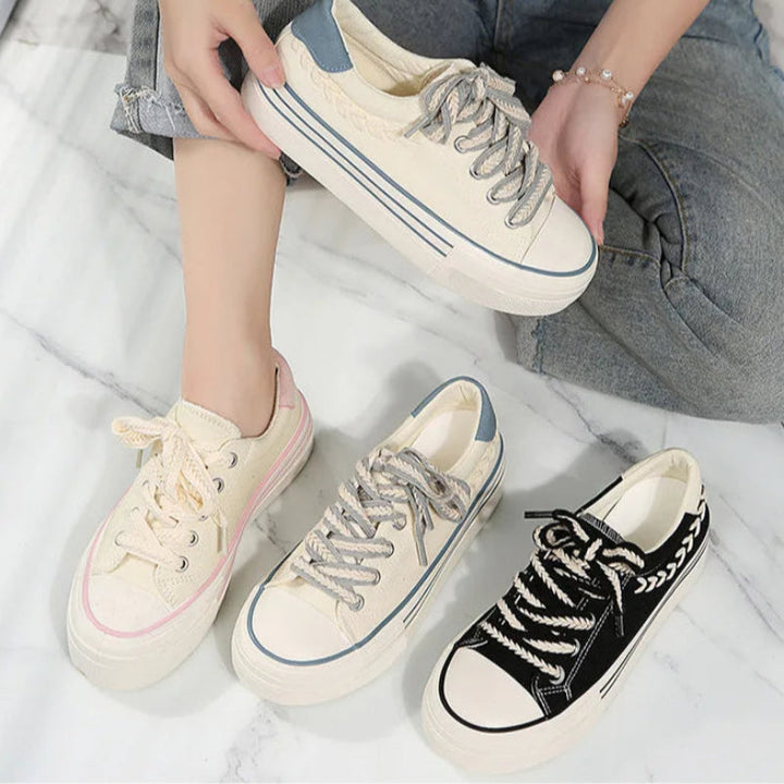 Serenity – Trendy Platform Canvas Sneakers met Verhoogde Zool
