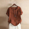 Elegante Katoenen Dames Blouse met Korte Mouwen en Knoop details