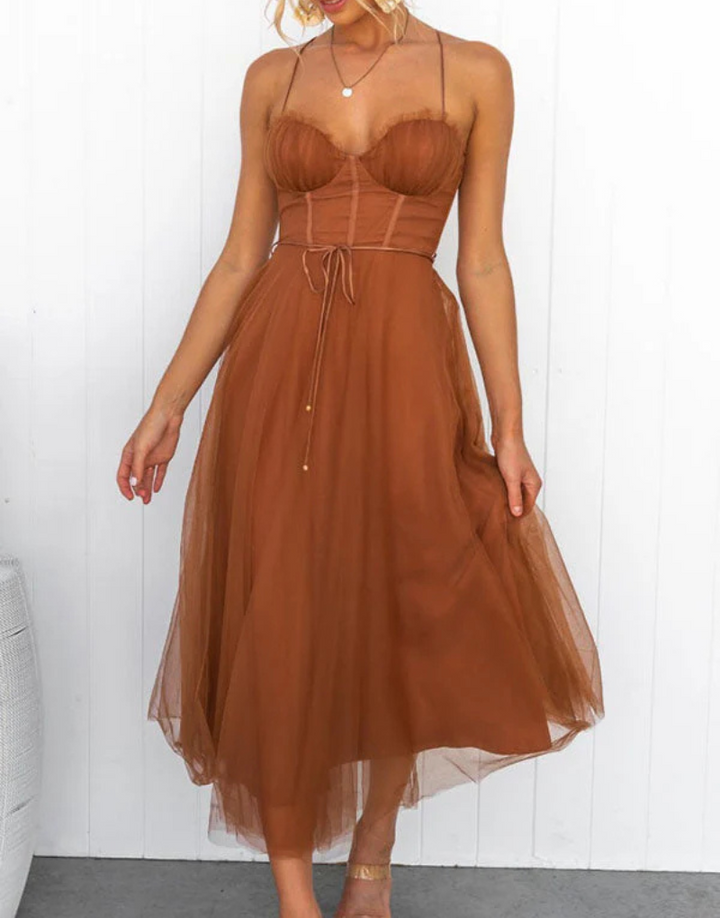 Mouwloze maxi-jurk met V-hals
