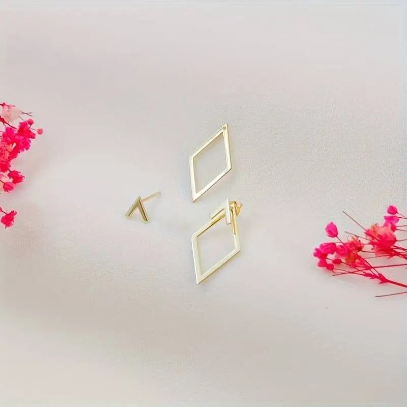 Minimalistische Geometrische Oorbellen met Diamant- en Pijlvorm