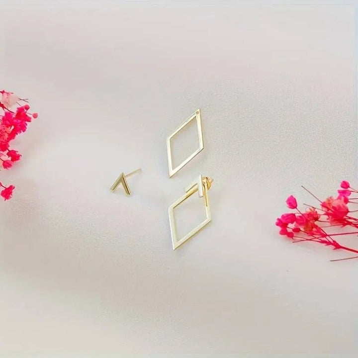 Minimalistische Geometrische Oorbellen met Diamant- en Pijlvorm