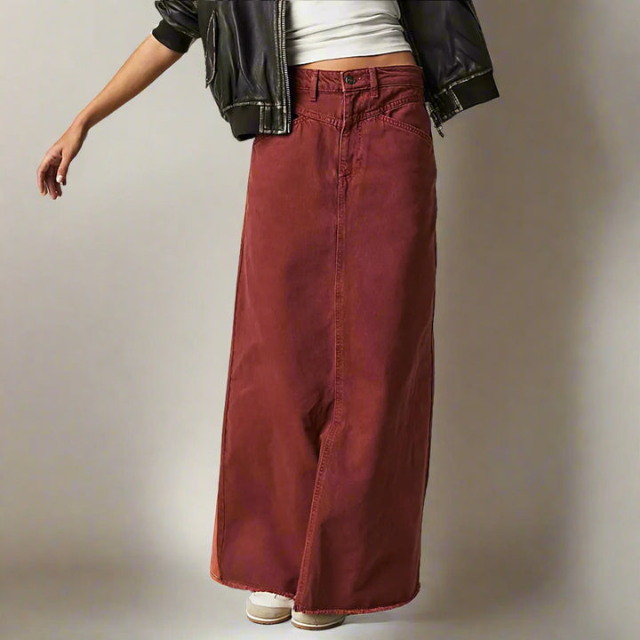 Hoge taille rechte denim rok