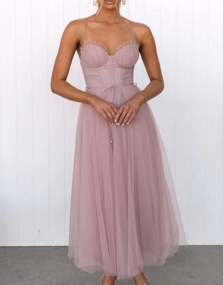 Mouwloze maxi-jurk met V-hals