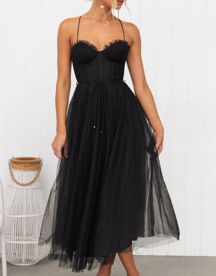 Mouwloze maxi-jurk met V-hals