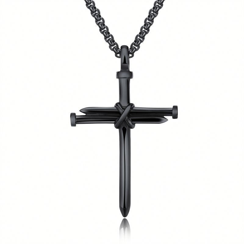 Stalen Kruis Hanger Ketting met Spijker Design (Unisex)