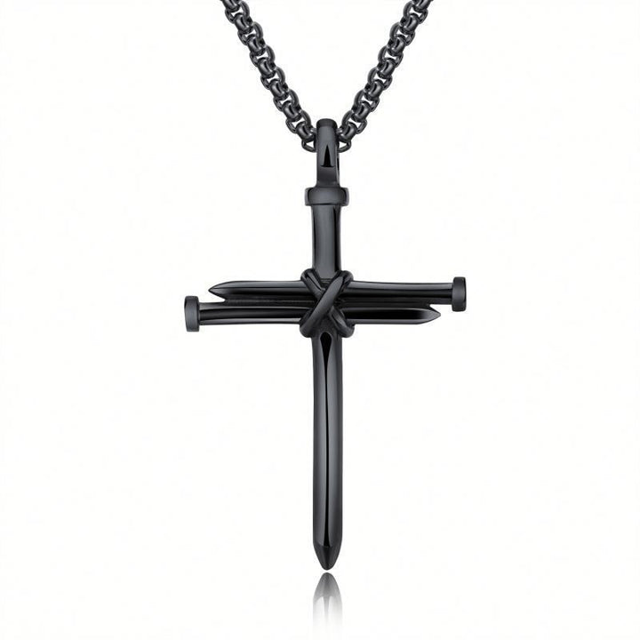 Stalen Kruis Hanger Ketting met Spijker Design (Unisex)