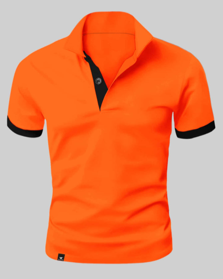 Oranje Polo Shirt met Contrasterende Afwerking voor Heren