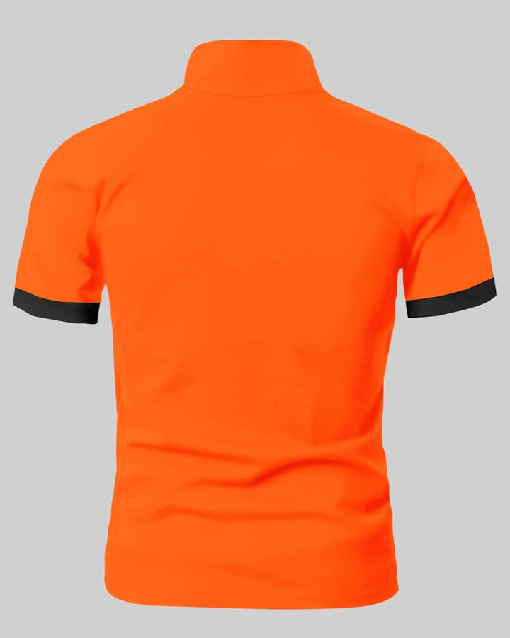 Oranje Polo Shirt met Contrasterende Afwerking voor Heren