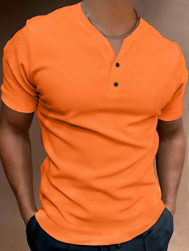 Oranje Heren T-shirt met Notched Hals