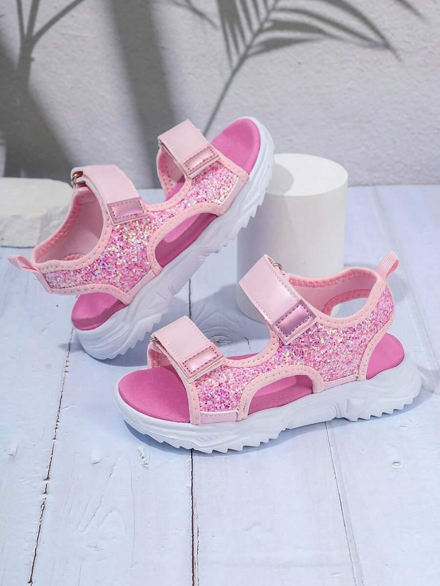 Roze Glittersandalen voor Meisjes met Sportieve Look