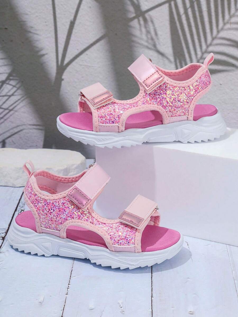 Roze Glittersandalen voor Meisjes met Sportieve Look