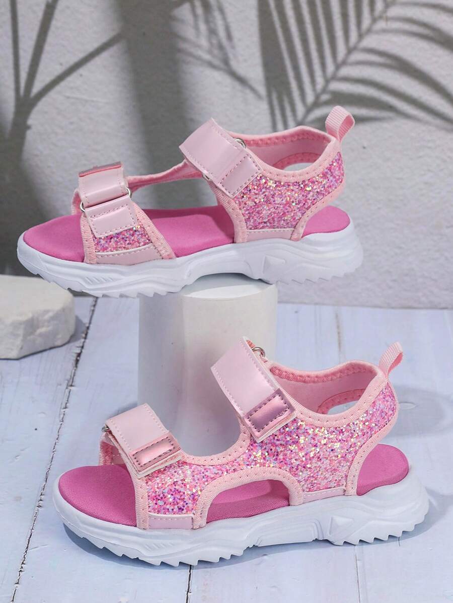 Roze Glittersandalen voor Meisjes met Sportieve Look