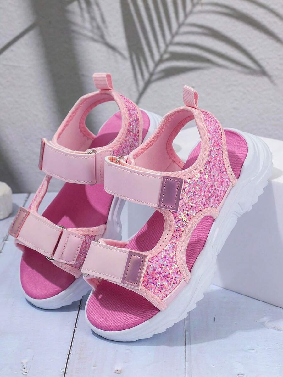Roze Glittersandalen voor Meisjes met Sportieve Look