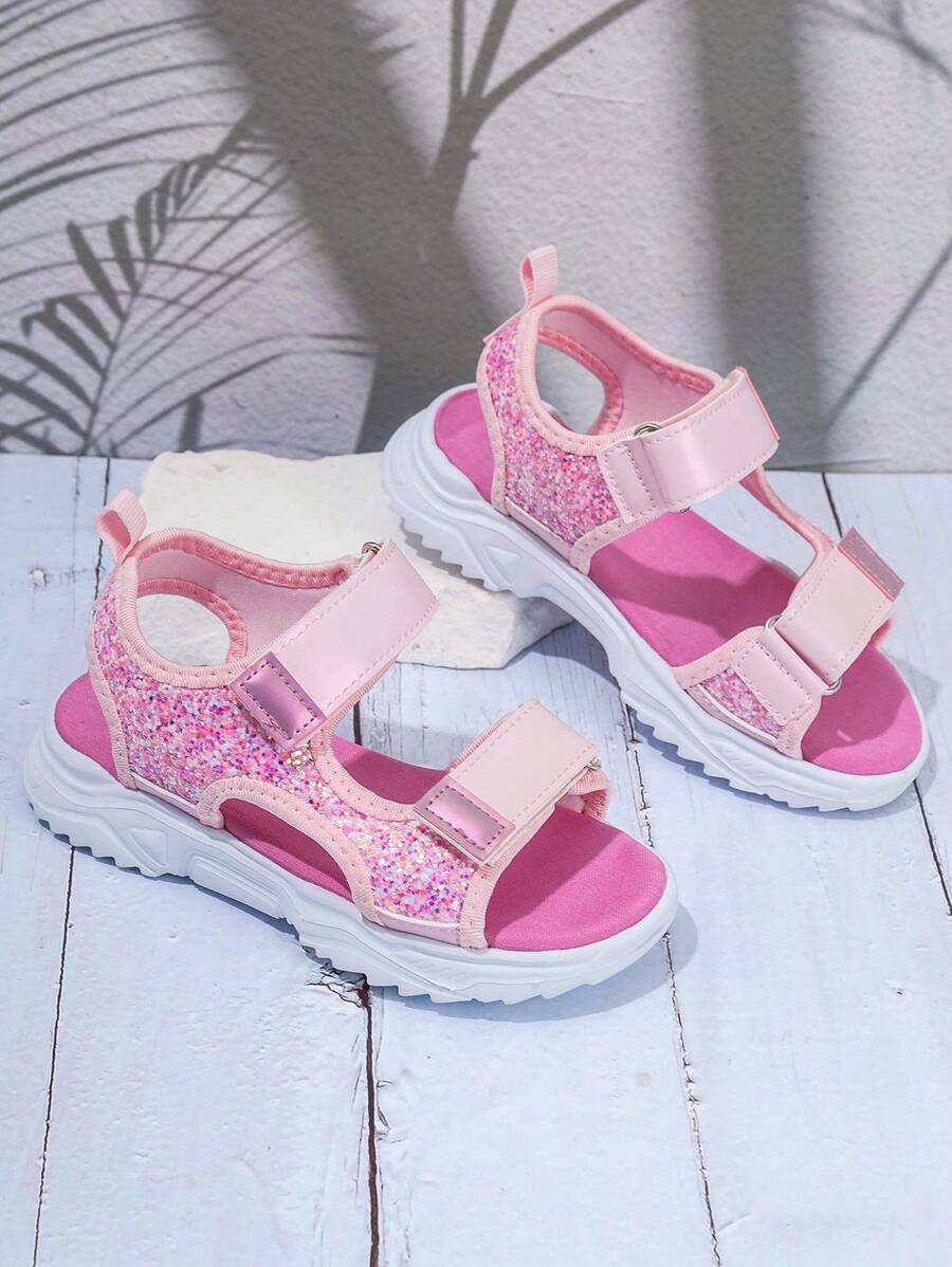 Roze Glittersandalen voor Meisjes met Sportieve Look