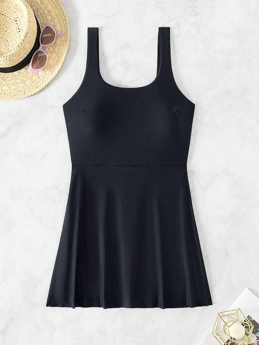 Effen Rondhals Strandjurk voor Vakantie & Zwemkleding
