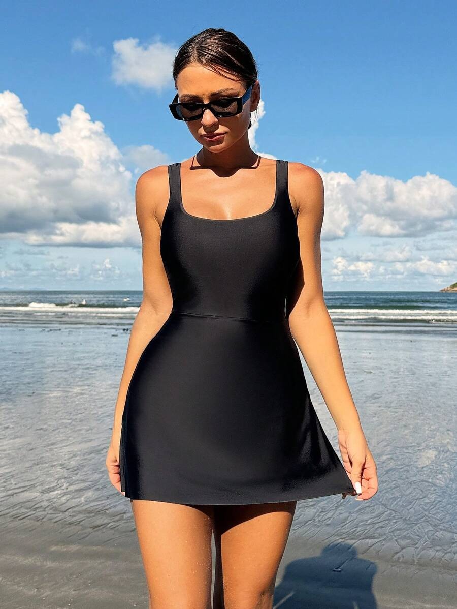 Effen Rondhals Strandjurk voor Vakantie & Zwemkleding