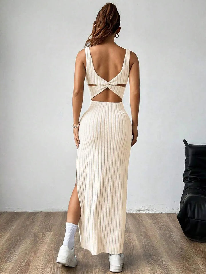 Casual Maxi Jurk met Vierkante Hals en Split