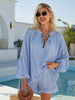 Gestreepte 2-Delige Strandoutfit met Lantern Mouwen