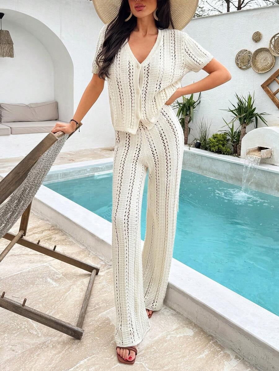 Zomerse Gehaakte Set met Trui & Rok