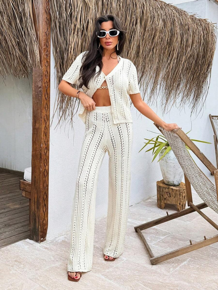 Zomerse Gehaakte Set met Trui & Rok