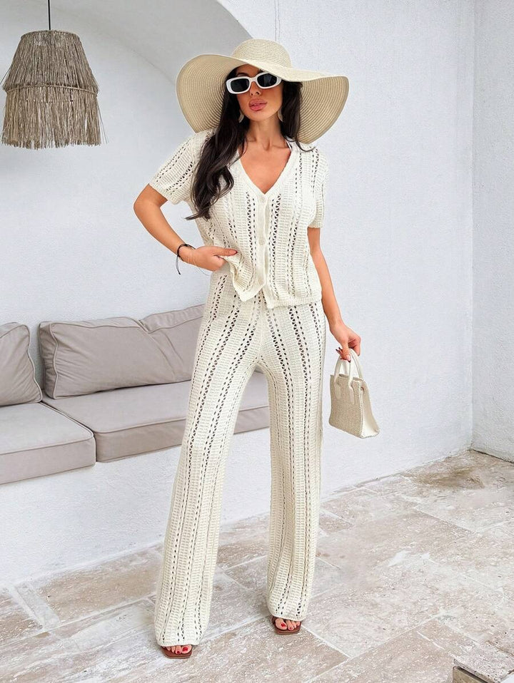 Zomerse Gehaakte Set met Trui & Rok