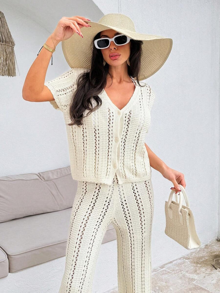 Zomerse Gehaakte Set met Trui & Rok