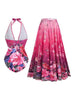 Romantisch Badpak met Bloemenprint en Omslagrok