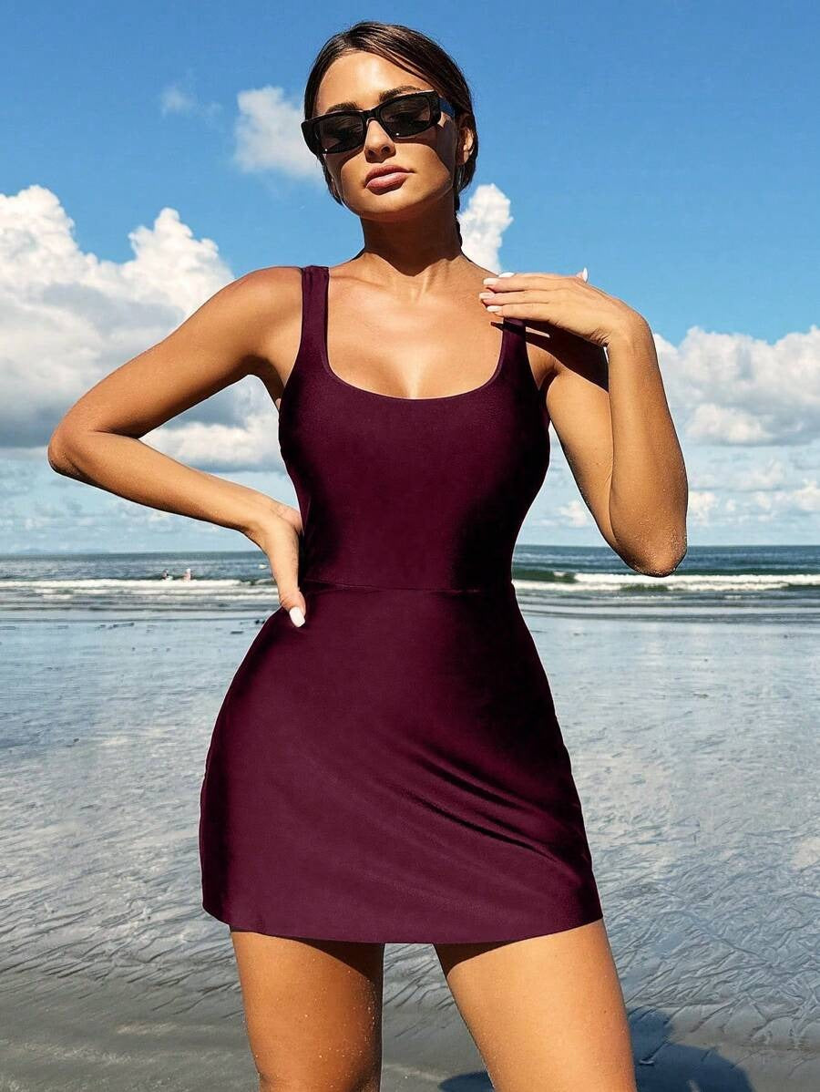 Effen Rondhals Strandjurk voor Vakantie & Zwemkleding
