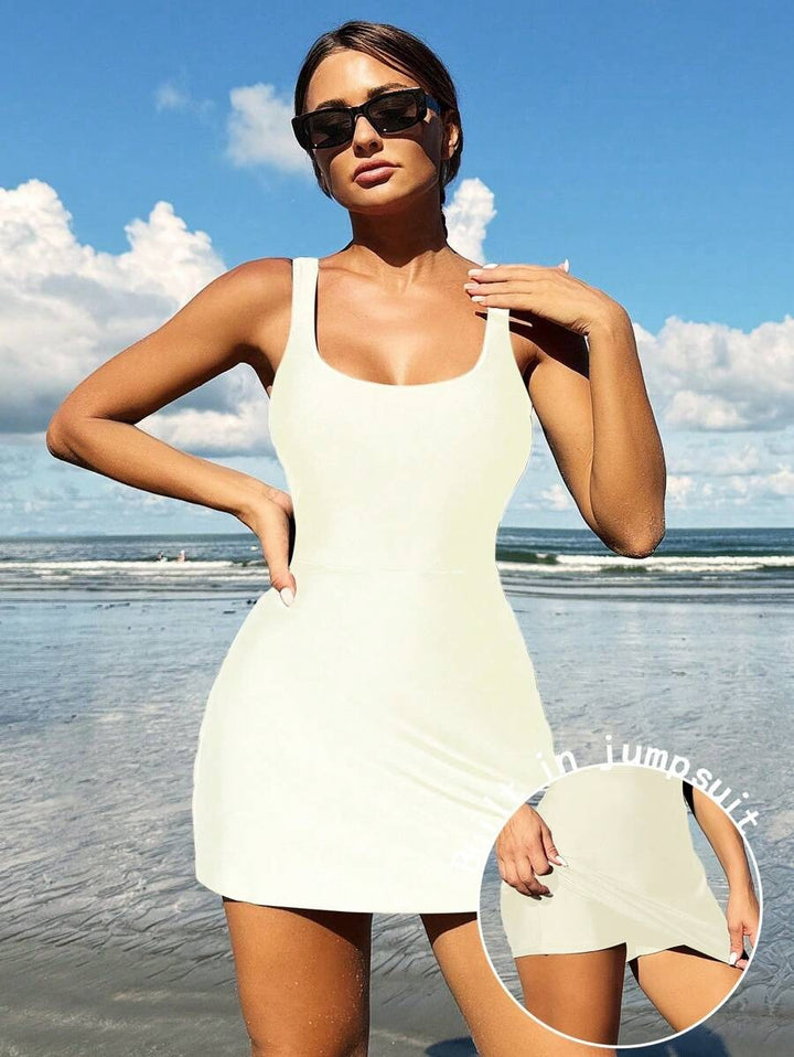 Effen Rondhals Strandjurk voor Vakantie & Zwemkleding