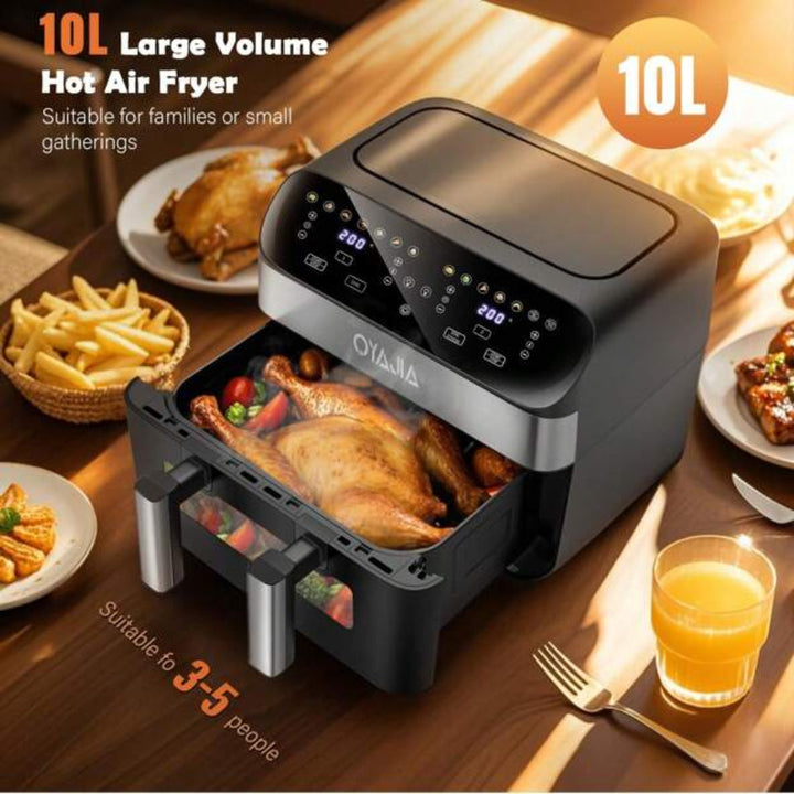 12-in-1 Airfryer met dubbele zone en 2-mandensysteem