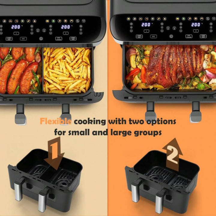 12-in-1 Airfryer met dubbele zone en 2-mandensysteem