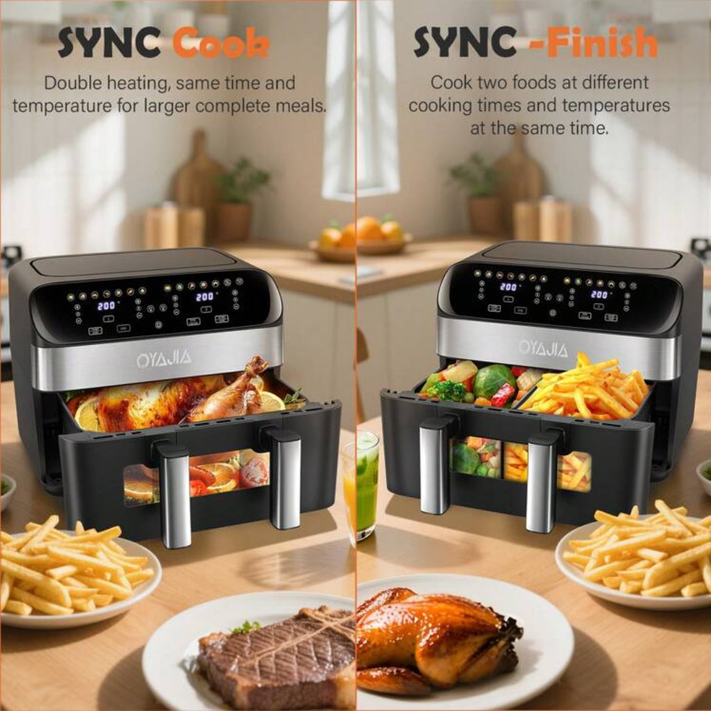 12-in-1 Airfryer met dubbele zone en 2-mandensysteem