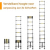 Telescopische uitschuifbare ladder met verstelbare hoogte