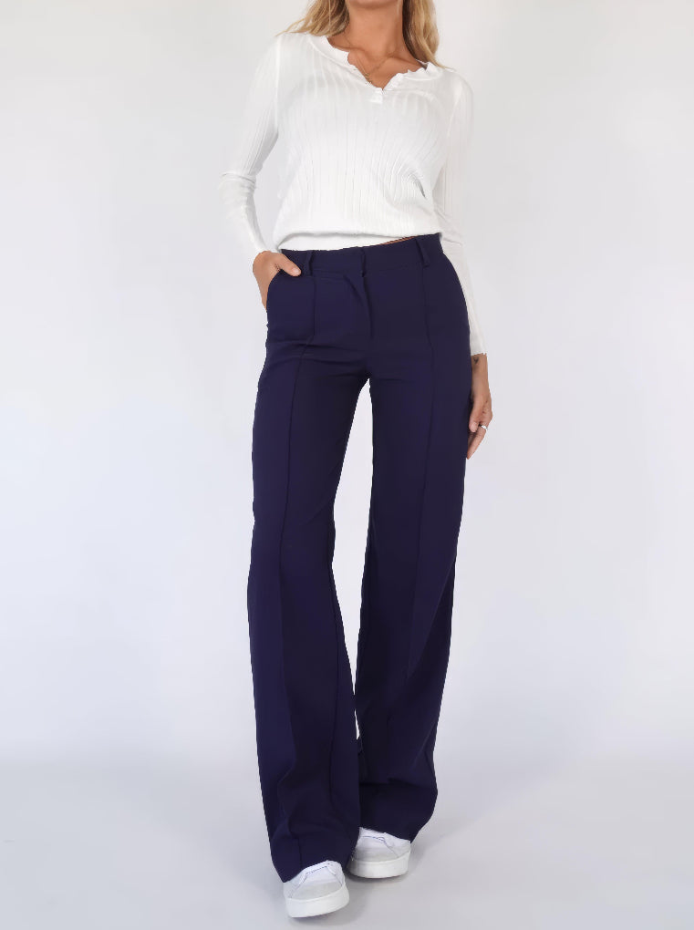 Damesbroek met hoge taille en wijde pijpen
