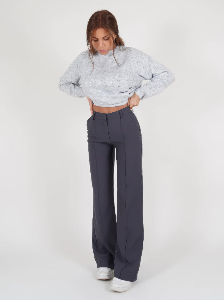 Damesbroek met hoge taille en wijde pijpen