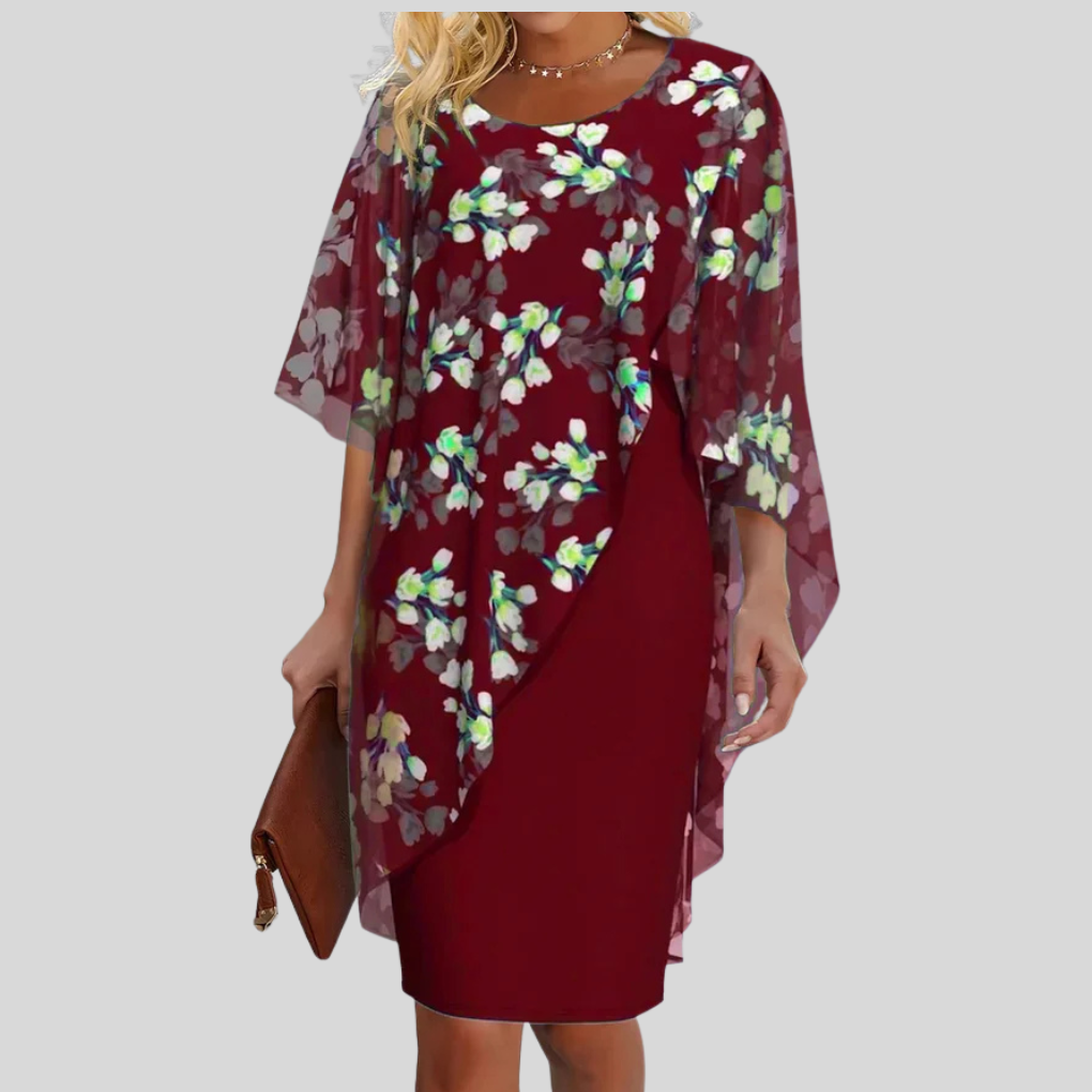 Elegante bloemen chiffon jurk