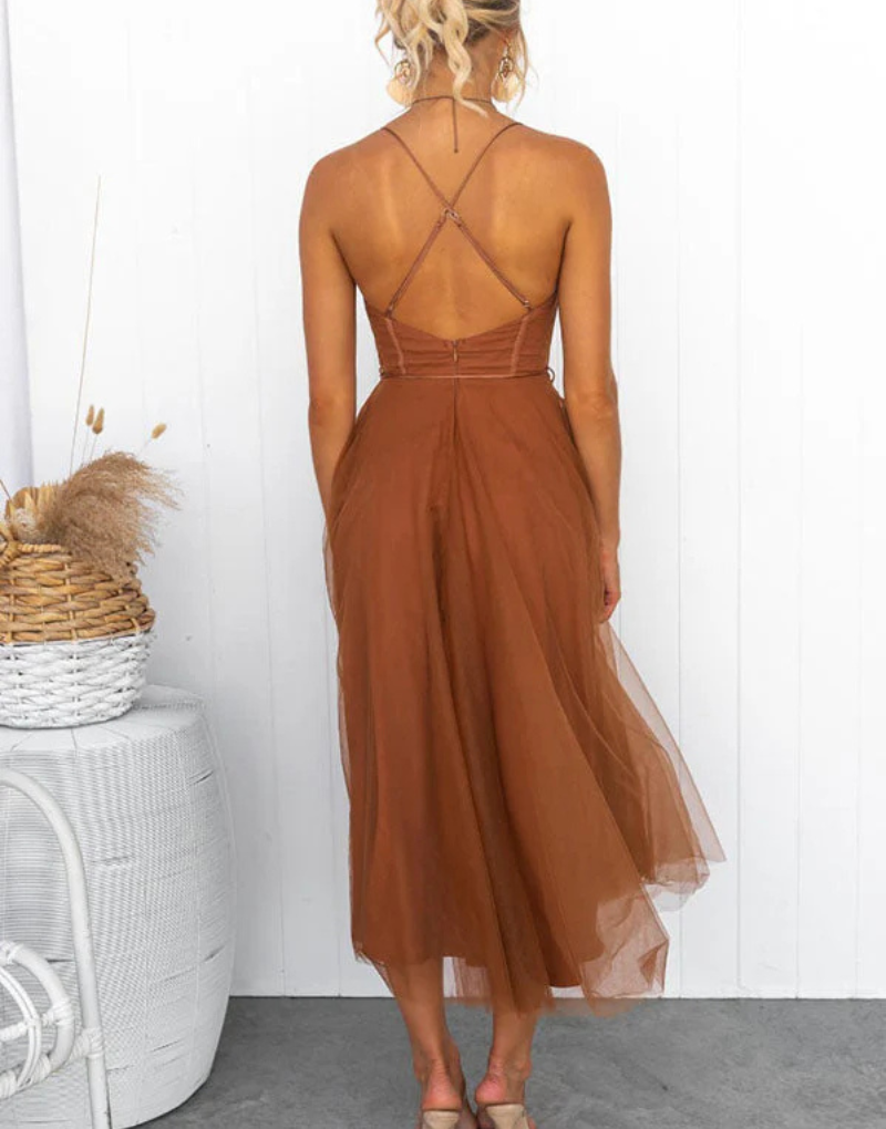 Mouwloze maxi-jurk met V-hals