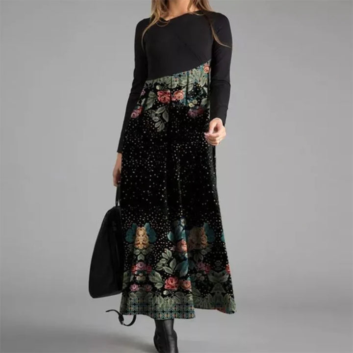 Elegante A-Lijn Jurk met V-Hals en Lange Mouwen