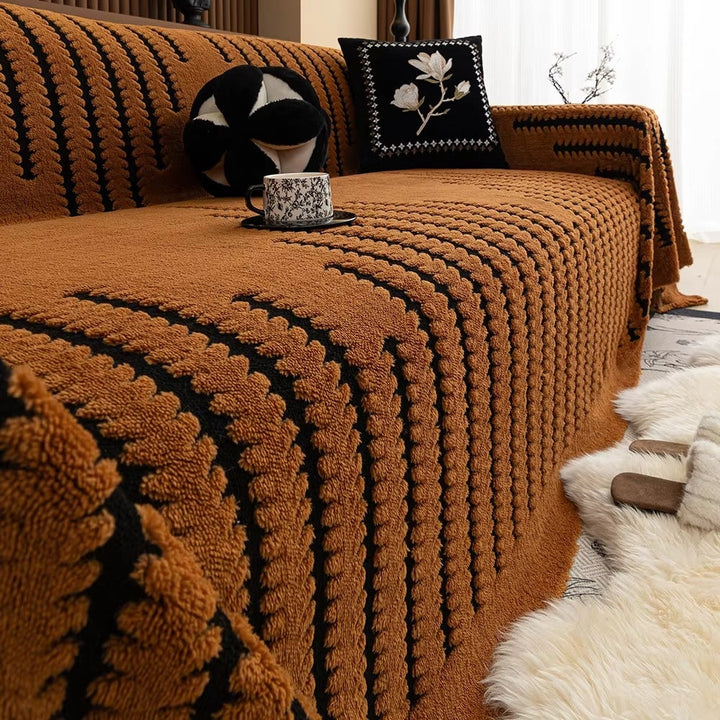 Getufte Sofa-overtrek met Symmetrisch Lijnenspel