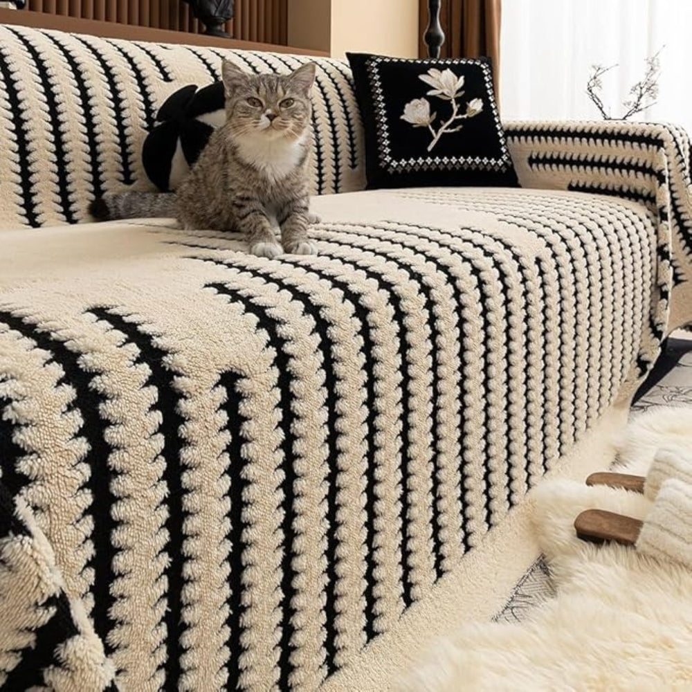 Getufte Sofa-overtrek met Symmetrisch Lijnenspel